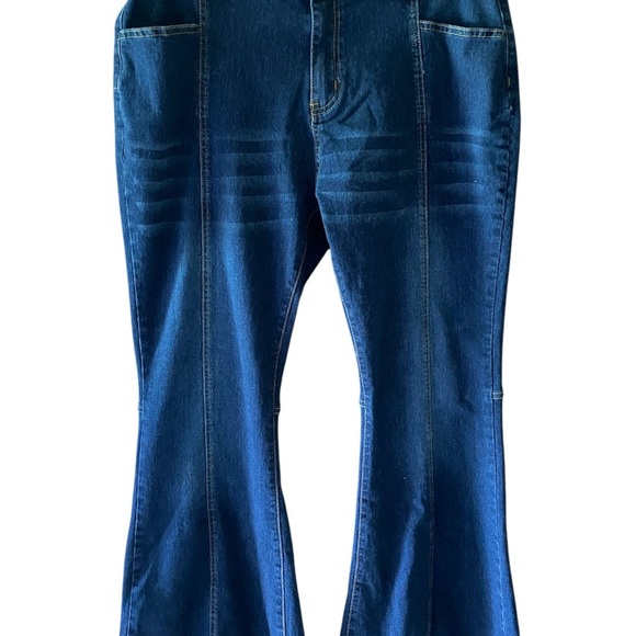 flamingals Denim - FLAMINGALS NWOT WOMENS BELL BOTTOMS JEANS DARK BLUE SZ XXL (20-22)